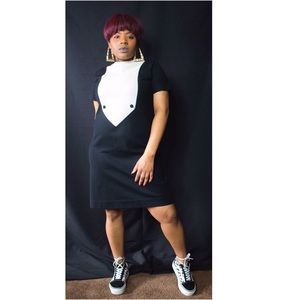 Twiggy Mod Tuxedo Vintage Dress